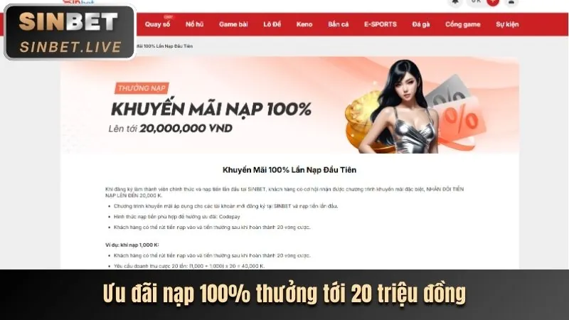 Ưu đãi thưởng nạp đầu cho thành viên mới cá cược thể thao